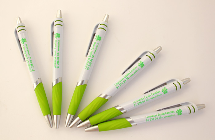 bolígrafos Vent personalizados en tinta verde