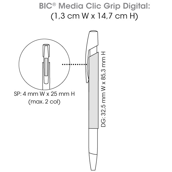 Medidas Bolígrafos BIC Media Clic Grip Digital