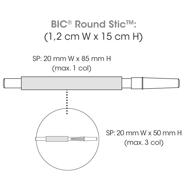 Medidas bolígrafos publicidad BIC Round Stic