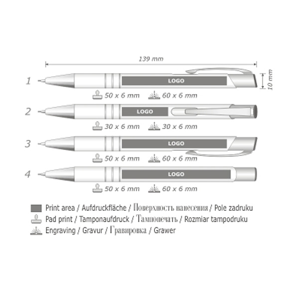 Medidos bolígrafos metálicos personalizados Veno